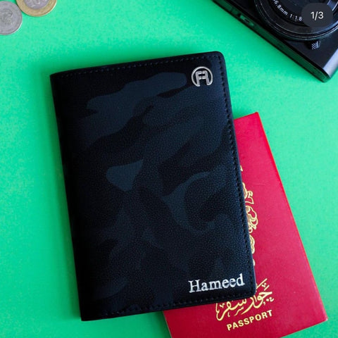 Black Camouflage Passport Holder
